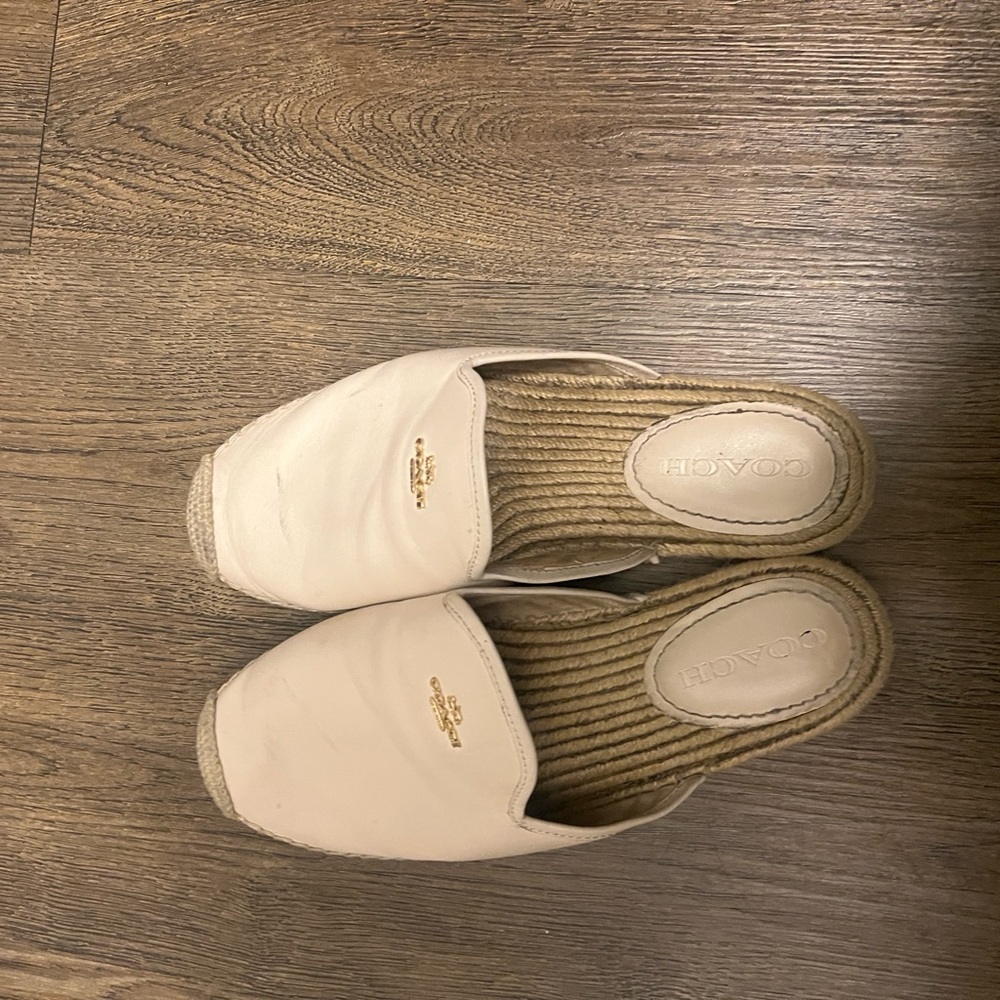 Coach Women's Cream Espadrille Slides